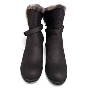 NWOT Shoedazzle Women's Black Faux Fur-Lined Ankle Boots